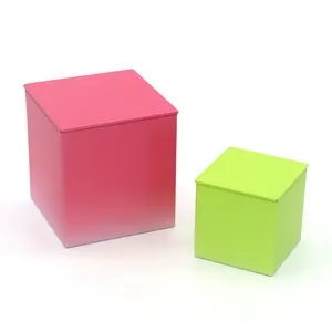 YEM定制数码印刷方形锡盒豪华蜡烛香味锡罐独特的带盖蜡烛罐