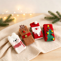 Chaussettes de Noël pour femmes, en polaire corail, automne et hiver, extra épaisses et chaudes, chaussettes de sol avec petit renne