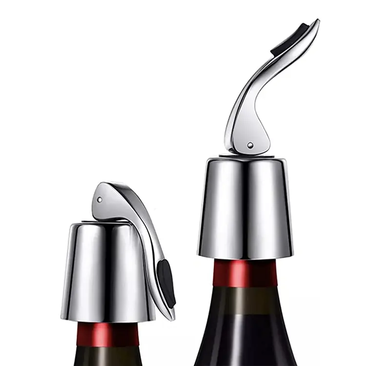 High Quality Durability Easy Clean Reusable Stainless Steel Wine Bottle Stopper With Silicone Plug