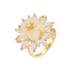 Flower Resin <b>Ring</b> Micro Inlaid Gold Electroplated Open Index <b>Finger</b> Party Jewelry - Product Image 5