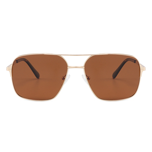 Gafas de Sol Rectangulares Estilo Piloto, Montura Metálica Completa, Lentes Marrones, Protección UV400, Unisex para Adultos - Product Image 6