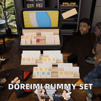 Jeu de Rummy Doreimi non transparent, 8 joueurs, 162 tuiles, 6 supports en bois, boîte en carton, écologique, double rangement, voyage