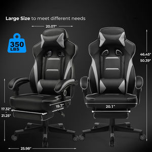 AJUNION-Chaise de Gaming Ergonomique avec Repose-Pieds, Appui-Tête Réglable, Support Lombaire, 90-155 ° - Product Image 2