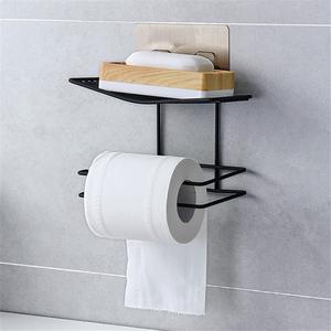 Wall-mounted Zinc Alloy Bathroom Finishing Rack Creative <b>Tissue</b> Rack Roll <b>Paper</b> Rack Mobile Phone Rack Hook Self-Adhesive Modern - Product Image 2