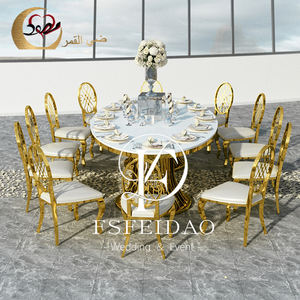 Mesa de Comedor Ovalada de Lujo Moderna con Tapa de MDF y Hierro para 12 Personas, para Uso en Hoteles y Exteriores - Product Image 5