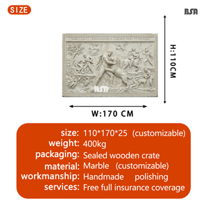 Escultura en Relieve de Hércules y el León de Nemea de BSA Marble, Arte de Pared en Piedra de los Trabajos de Hércules para el Vestíbulo de Hoteles y Villas - Product Image 2