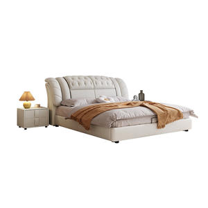 <span class=keywords><strong>Lit</strong></span> de chambre à coucher moderne en bois réglable, luxueux et rembourré, taille double, king ou queen, au design épuré - Product Image 6