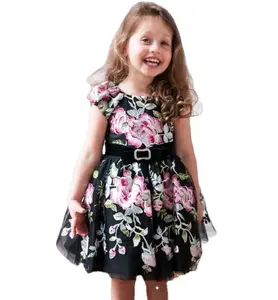 latest designer fashion flower silk dresses for girls