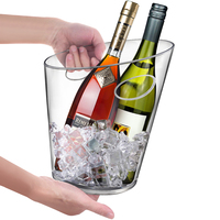 Seau à glace Dicunoy personnalisé Seau à champagne en plastique de 4 litres Bacs à boisson épais et transparents avec poignée Refroidisseur à vin épais B
