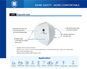Masque respiratoire KN95 1003, 3 couches, tissu non tissé, jetable, anti-poussière, avec pince-nez métallique pour la protection contre la poussière et les gaz nocifs - Product Image 4