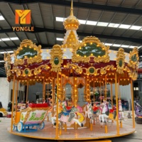 Manège pour enfants, attraction ludique et divertissante, carrousel à chevaux électrique sur remorque, à vendre