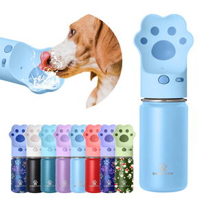 2024 nouveau ODM 2 en 1 bouteille d'eau pour animaux de compagnie en acier inoxydable chien alimentation bouteille d'eau avec <span class=keywords><strong>bol</strong></span> pour chien détachable pour activité de plein air - Product Image 3