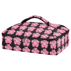 Sac isotherme personnalisé pour livraison de repas, motif fleur rose Hawaïenne, pour pizzas, casseroles et plats chauds - Product Image 1
