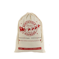 Sac en coton à cordon de serrage grande taille, motif Père Noël et rennes, idéal pour les cadeaux - Vente chaude directe usine