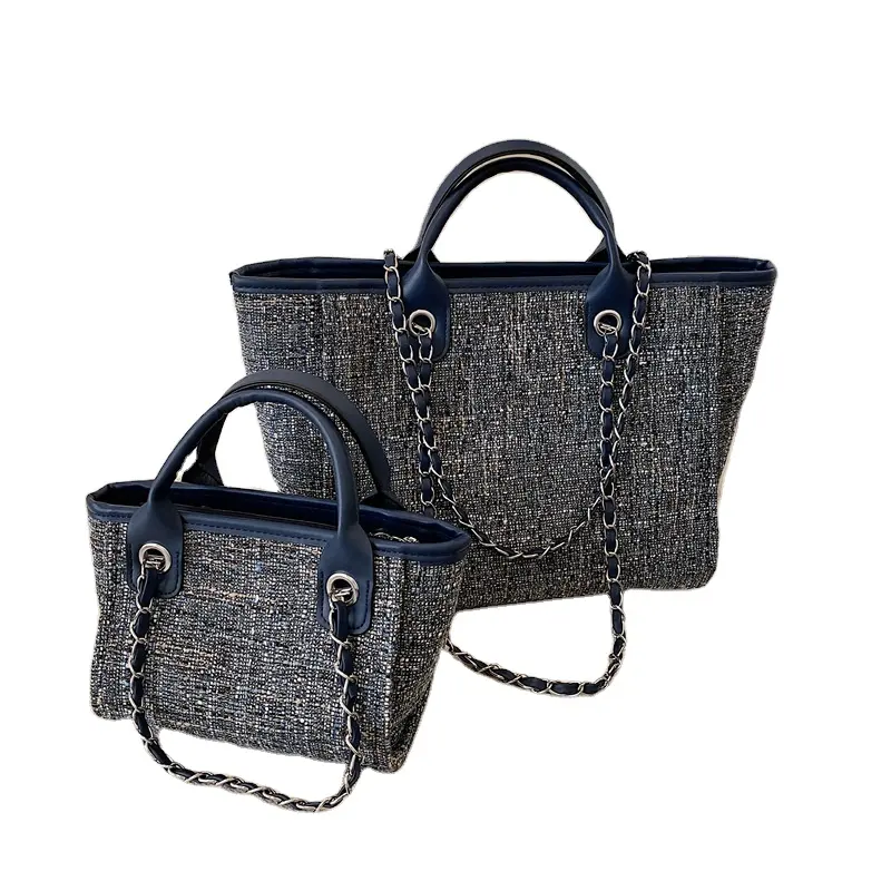 Marchio di marca famose borse da spiaggia firmate di moda 2024 a catena borse da spiaggia da donna a spalla di grande capacità Tote Bag in tela