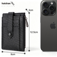 Portefeuille court pour homme en cuir véritable, design fin avec plusieurs emplacements pour cartes et pochette à monnaie zippée pour un usage quotidien