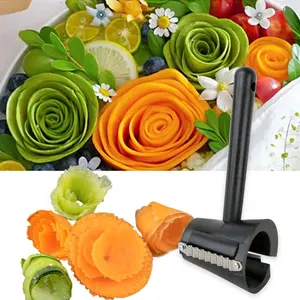 Gloway Gadget de cuisine Outil déchiqueté Entonnoir Fleur Rouleau Couteau Spirale Trancheuse Aiguiseur de légumes Éplucheur de lame Éplucheur de peau de carotte