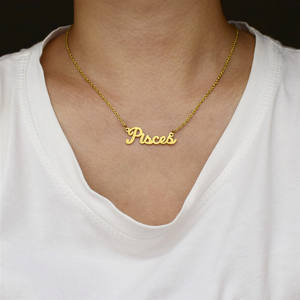 Collar con colgante de acero inoxidable chapado en oro, 12 Constelaciones, fuente personalizada, Zodíaco, <span class=keywords><strong>2022</strong></span> - Product Image 4