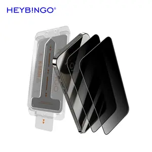 Heybingo Custom Logo Anti-Spy Glass Screen Protectors for iPhone 15 14 Pro Max Dust Free Anti-peep Privacy Tempered Glass Film