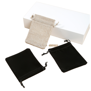 Wholesale LINK JD GEMS Custom Logo Black Flannel Velvet High Quality Dustproof Square Modern Gift Drawstring <b>Jewelry</b> Pouch - Product Image 1