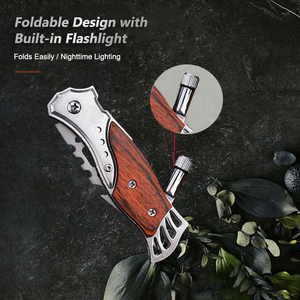 Cuchillo Plegable de Caza y Camping HL Factory al por Mayor, con Mango de Madera Colorido DIY y Hoja de Acero 2Cr13 con Punta Biselada - Product Image 3