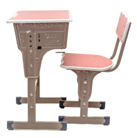 Conjunto de Escritorio y Silla Escolar de Color Personalizado, Muebles para Aula de Tablero de Densidad Media, Mesa de Estudio para Estudiantes con Marco Metálico