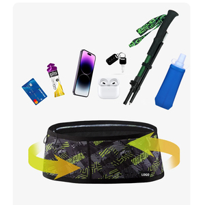 Ceinture de course à pied pour sports de plein air avec fonctions antivol, tissu en maille polyester léger et discret, poche pour gourde et poche latérale - Product Image 4