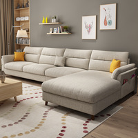 Canapé en tissu coton et lin, éponge, amovible, lavable, pliable, minimalisme moderne, en forme de L, ensemble complet pour salon, chaise d'angle
