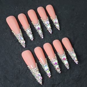 Precio de Fábrica al por Mayor: Uñas Acrílicas 3D de Alta Calidad, Diseño Francés, Cobertura Completa, Forma Ataúd/Cuadrada, Pre-diseñadas, Largas, Origen Jiangsu, en Caja - Product Image 2