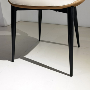 Poltrona in Pelle PU Bicolore <span class=keywords><strong>Crema</strong></span> Beige e Marrone con Gambe in Metallo Nero Affusolate - Product Image 4