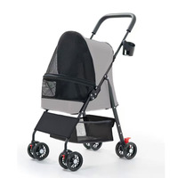 Poussette transfrontalière pour animaux de compagnie (chats, chiens, chiens Teddy) et bébés, 4 roues, pliable, pratique pour l'extérieur, petit modèle S09A