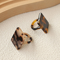 Bague géométrique punk faite à la main en acrylique écologique imitation écaille de tortue pour femme, bijoux de mode pour mariage et fiançailles