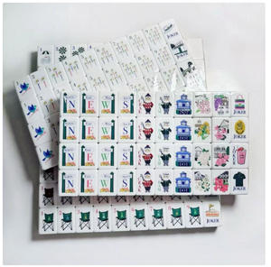 Jeu de tuiles de mahjong personnalisable en PVC vert et blanc moderne pour 4 joueurs pour le divertissement - Product Image 4