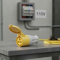 Connecteur Électrique Industriel CEE 16A 4H 110V 2P+E IP44 pour Alimentation sur Site, Prise de Couplage Jaune