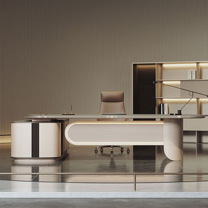 Bureau de direction moderne sur mesure pour PDG, durable et en bois MDF, bureau de direction en forme de L de luxe, <span class=keywords><strong>table</strong></span> de patron - Product Image 1