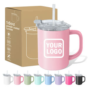 Vaso térmico de acero inoxidable de 16 oz <span class=keywords><strong>con</strong></span> logo personalizado, doble pared, aislado, ligero, <span class=keywords><strong>con</strong></span> asa y tapa <span class=keywords><strong>con</strong></span> pajita. - Product Image 6