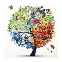 Peinture Diamant Moderne Imprimée en Gros, Arbre des Quatre Saisons, Forme Spéciale 5D en Cristal, DIY, 30x30cm