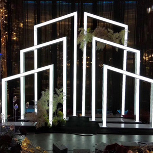 ซุ้มโค้ง LED ลายอุโมงค์แห่งกาลเวลา แบบเรืองแสงด้านเดียว ทำจากอะคริลิก พร้อมพื้นหลังลายเรขาคณิต ใช้เป็นป้ายบอกทาง ตกแต่งงานแต่งงาน - Product Image 5