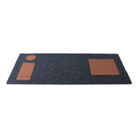 Tapis de bureau multifonctionnel classique en cuir marron écologique avec support pour stylo, pochette pour cartes, organiseur, pour jeux, PC, ordinateur portable et protection thermique