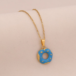 Collana con Ciondolo INS in Acciaio Inossidabile Placcato Oro, Design Ciambelle e Gelato, alla Moda, per Donna, Regalo - Product Image 5