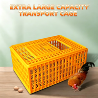 Caisse de transport pour volailles, cage à poulets en plastique orange avec dessus en maille