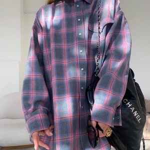 Enyami Street Chic Print Vrouw Streetwear Revers Lange Mouw Geruit Shirt Casual Lange Mouw Tops Vrouwelijke <span class=keywords><strong>Blouse</strong></span> - Product Image 5