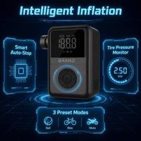 Compresseur d'air électrique rechargeable haute performance 150 PSI pour pneus de vélo, pompe à air rapide à double valve pour vélos électriques, VTT et vélos de route