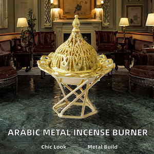 Elegante Quemador de Incienso Árabe Decorativo de Metal con Aroma a Bergamota, Mini Regalo de Eid con Soporte - Product Image 2