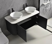 Meuble-lavabo moderne en bois massif résistant à l'eau avec miroir