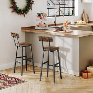 24.4 Inches Stool <strong>Bar</strong> <strong>Chairs</strong> <strong>with</strong> <strong>Backs</strong> <strong>Breakfast</strong> Swivel <strong>Bar</strong> Stool <strong>with</strong> Footrest Counter for Dining Room Kitchen <strong>Bar</strong> - Product Image 4