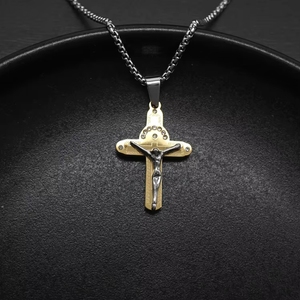 Collier Pendentif Croix Religieuse Personnalisée <span class=keywords><strong>Punk</strong></span> <span class=keywords><strong>Rock</strong></span> Jésus en Acier Inoxydable PVD Étanche, Bijou Tendance pour Hommes, Vente en Gros - Product Image 2