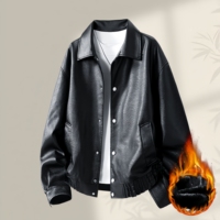Blouson Moto Homme Rétro en PU, Coupe Ample et Oversize, Respirant, Coupe-Vent, Tendance Hiver, Chaud et Personnalisable