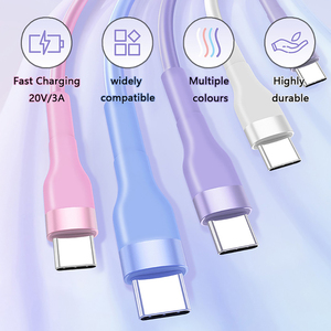 Cable de Datos Tipo-<span class=keywords><strong>C</strong></span> a <span class=keywords><strong>C</strong></span> de Silicona Suave PD60W 20V/3A, Opciones de <span class=keywords><strong>50</strong></span>, 120 y 200 <span class=keywords><strong>cm</strong></span> para Teléfono Móvil, Auriculares y Altavoces - Product Image 2