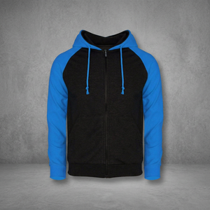 Sudadera con capucha y cremallera completa de manga raglán con logo personalizado, forro polar, estilo casual de invierno, mezcla de algodón, ropa urbana - Product Image 3